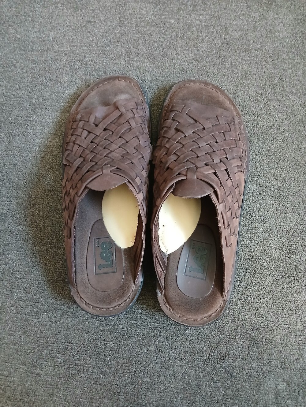 Lee Woen’s Brown Woven Leather Slip-On Sandal Size 8.5M